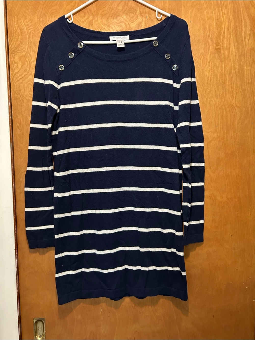 Motherhood Navy and White Striped Maternity Top